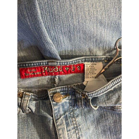 y2k mudd flare jeans sz 1 light wash cotton jeans 2000s 26" baddie retro vintage - Picture 3 of 8